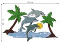 Dolphins in Tropical Scene Embroidered Iron On Patch