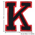 Alphabet K Style-1 Embroidered Iron On Patch