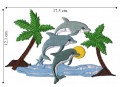 Dolphin with Tropical Style-2 Embroidered Iron On Patch