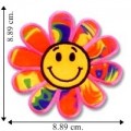 Happy Face Rainbow Daisy Embroidered Iron On Patch