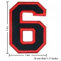 Number 6 Style 1 Embroidered Iron On Patch
